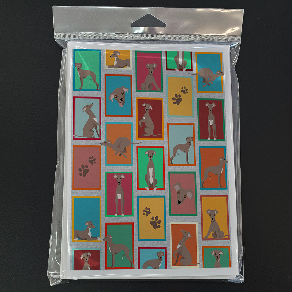 Lots of Fawn Italian Greyhound Greeting Cards Pack of 8