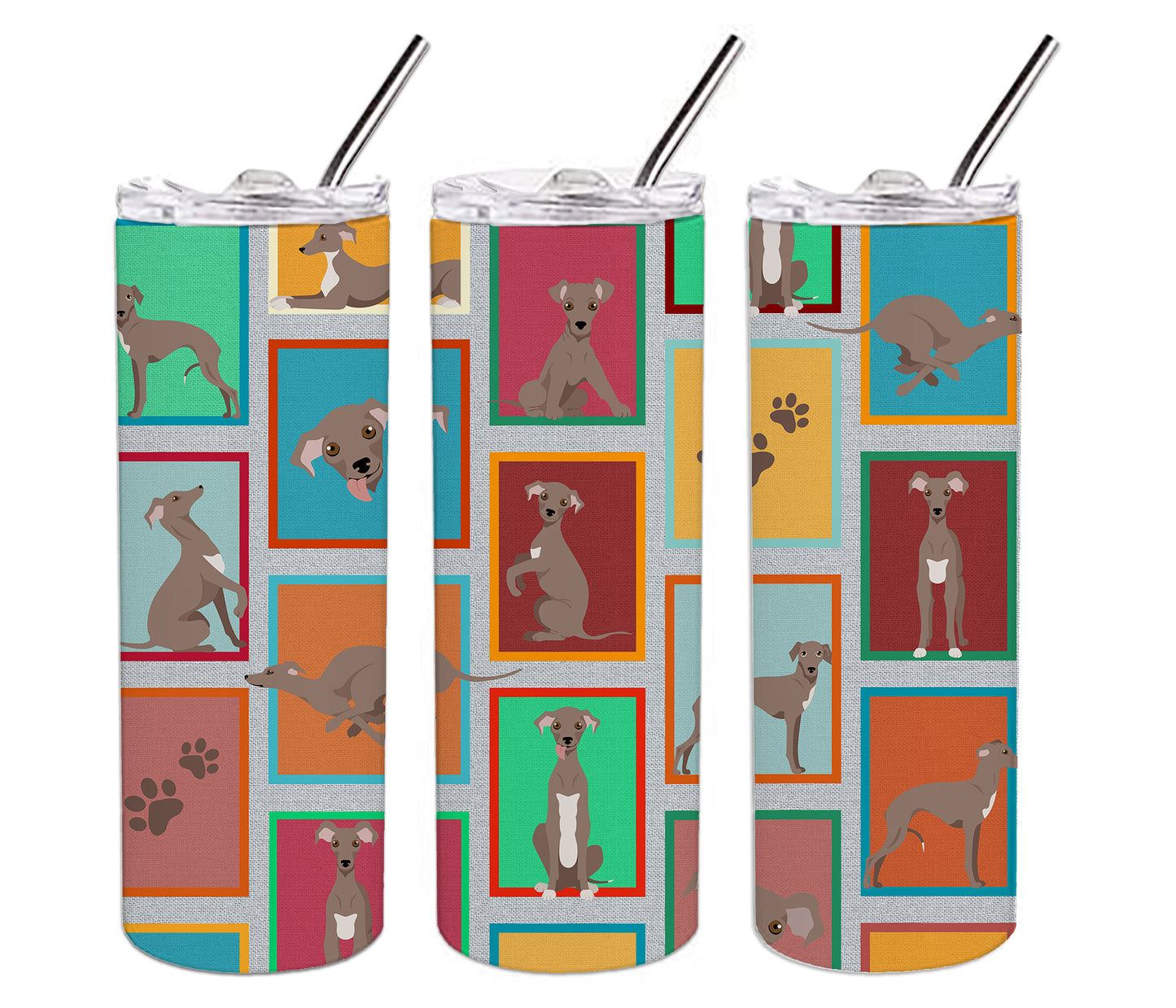 Lots of Fawn Italian Greyhound Stainless Steel Skinny Tumbler