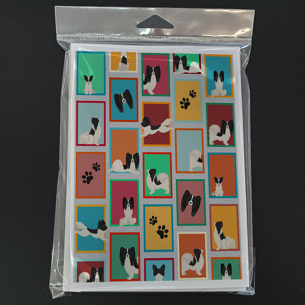 Lots of Black and Whtie Papillon Greeting Cards Pack of 8