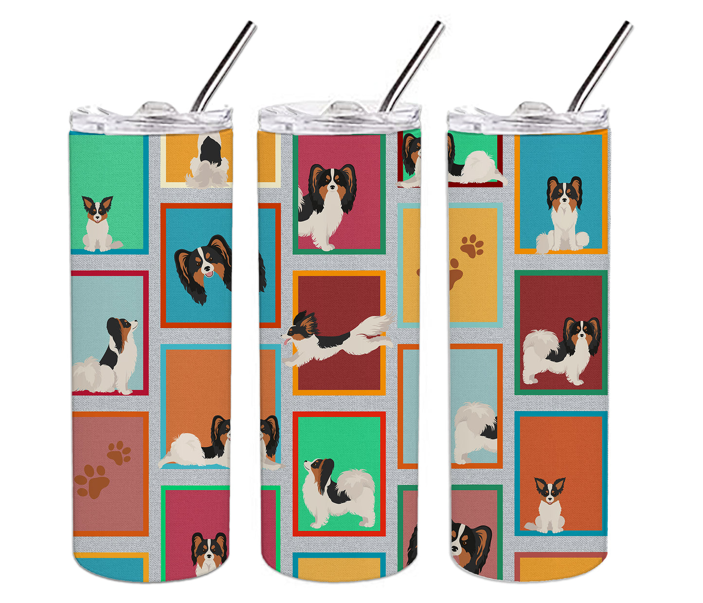Lots of Tricolor Papillon Stainless Steel Skinny Tumbler