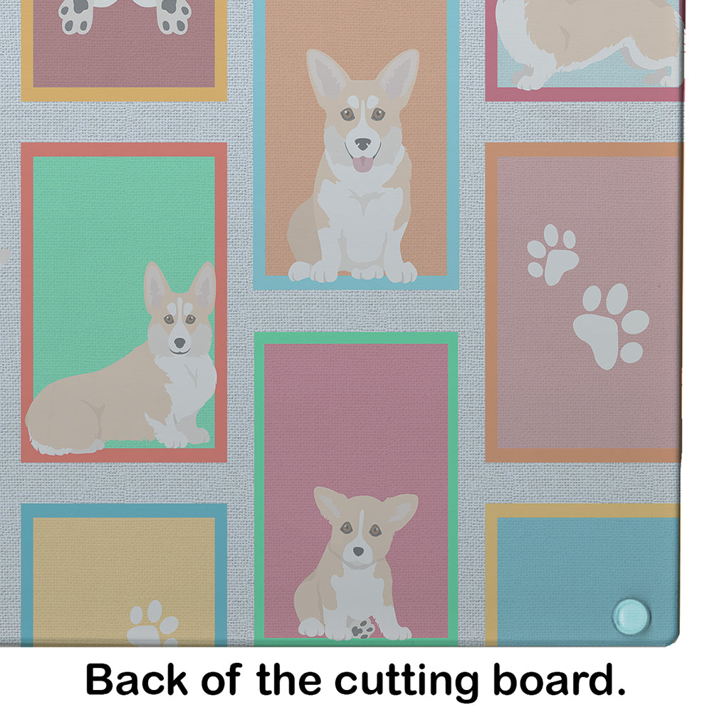 Lots of Fawn Pembroke Corgi Glass Cutting Board