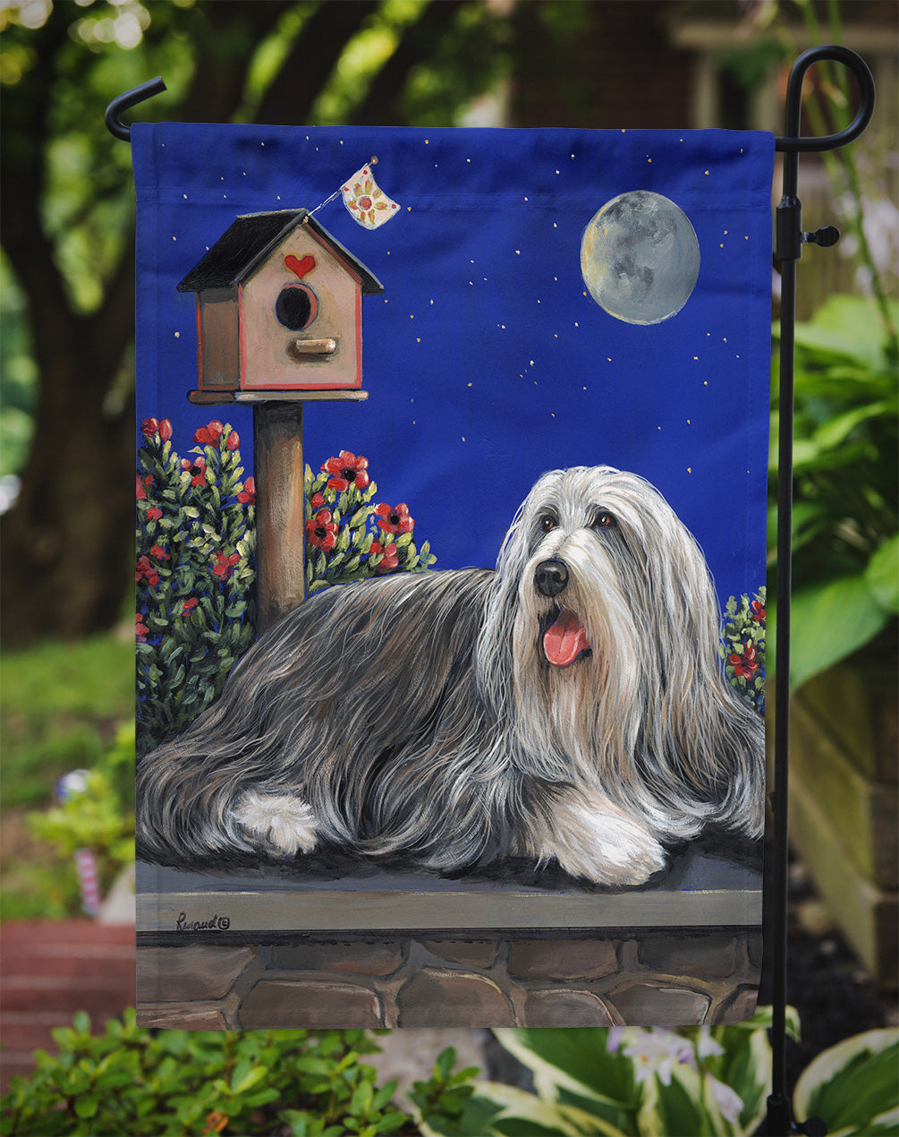 Bearded Collie Moon shine Flag Garden Size PPP3018GF