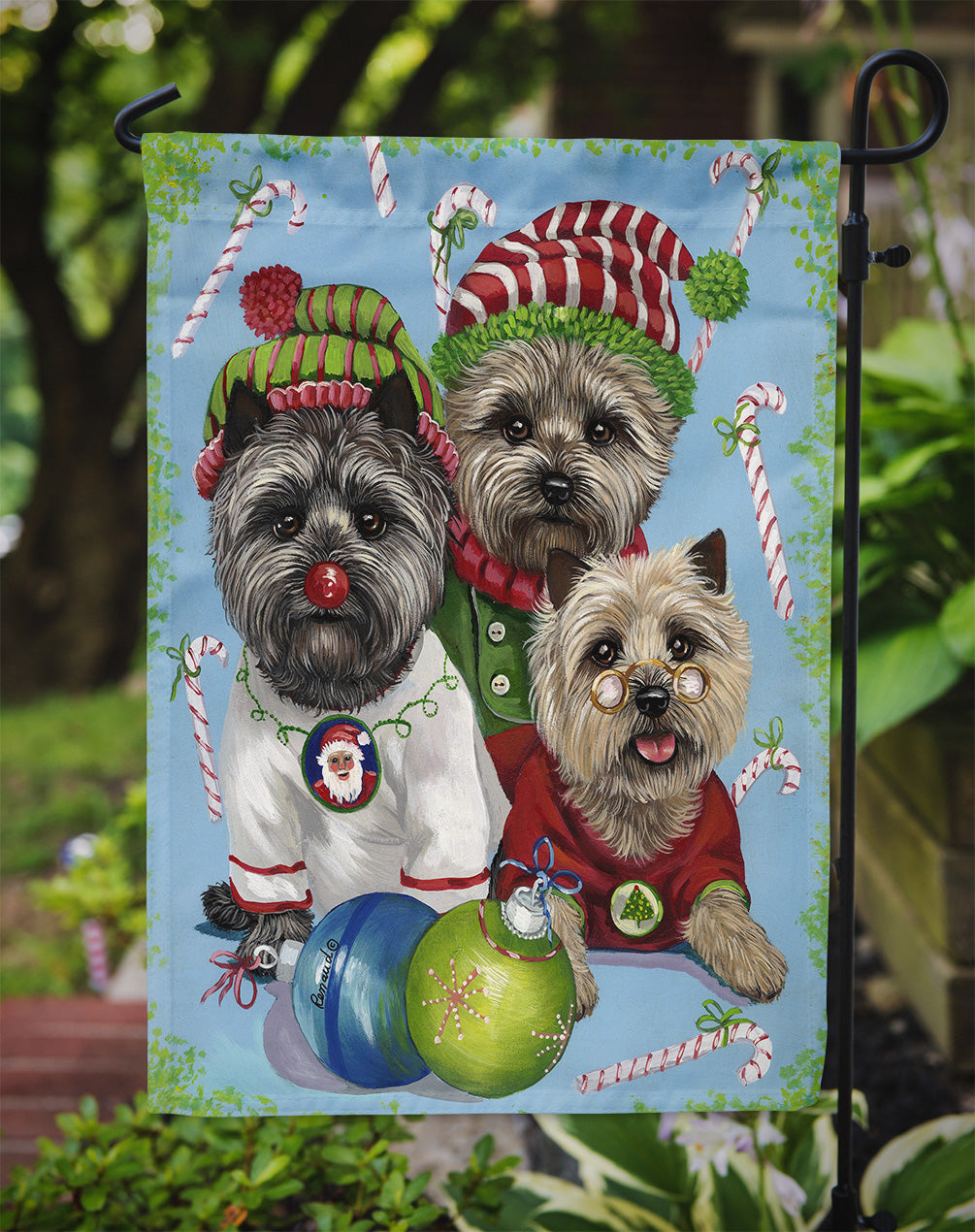 Cairn Terrier Christmas Elves Flag Garden Size PPP3050GF