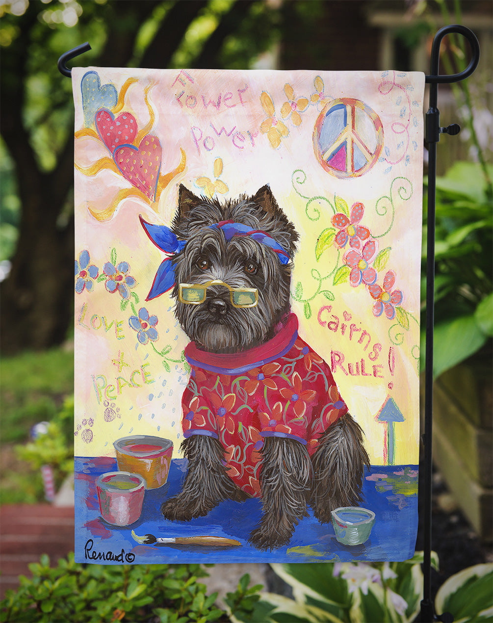 Cairn Terrier Hippie Dippie Flag Garden Size PPP3053GF