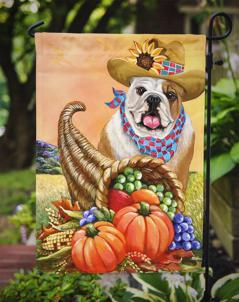 English Bulldog Autumn Flag Garden Size PPP3090GF
