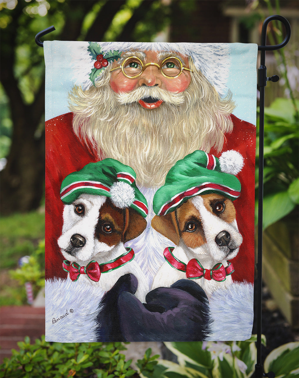 Jack Russell Christmas Santa Flag Garden Size PPP3108GF