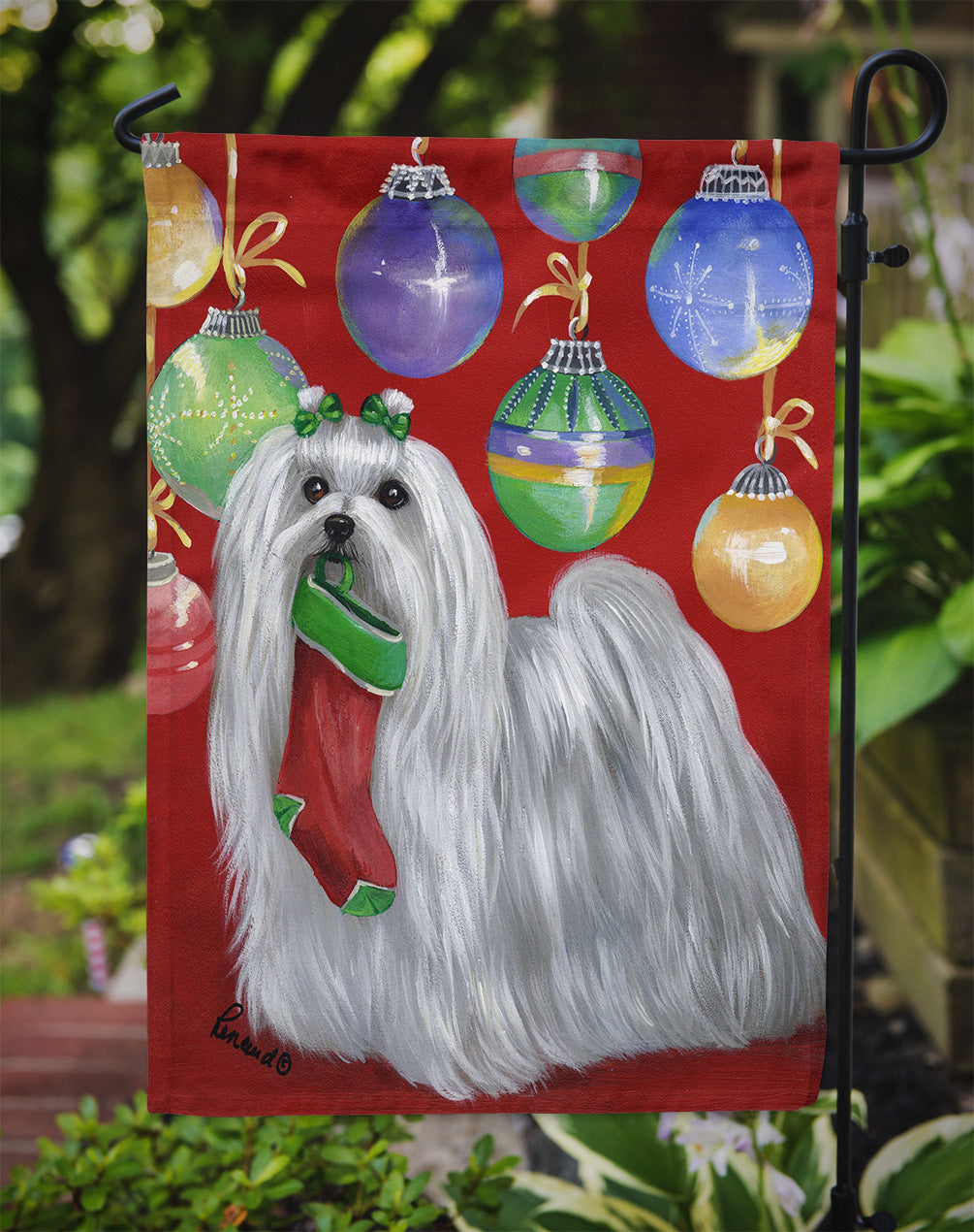 Maltese Christmas Stocking Stuffer Flag Garden Size PPP3114GF