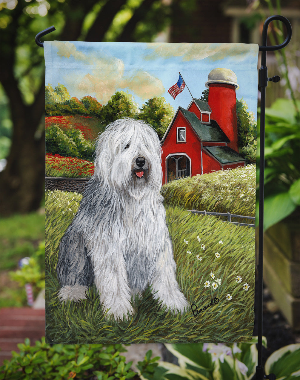 Old English Sheepdog Heaven Flag Garden Size PPP3119GF
