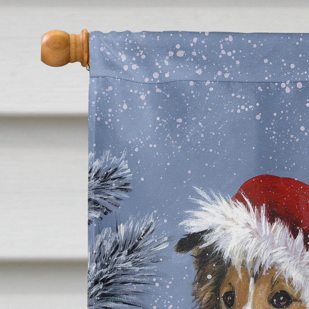 Sheltie Christmas Santa Stop Flag Canvas House Size PPP3188CHF