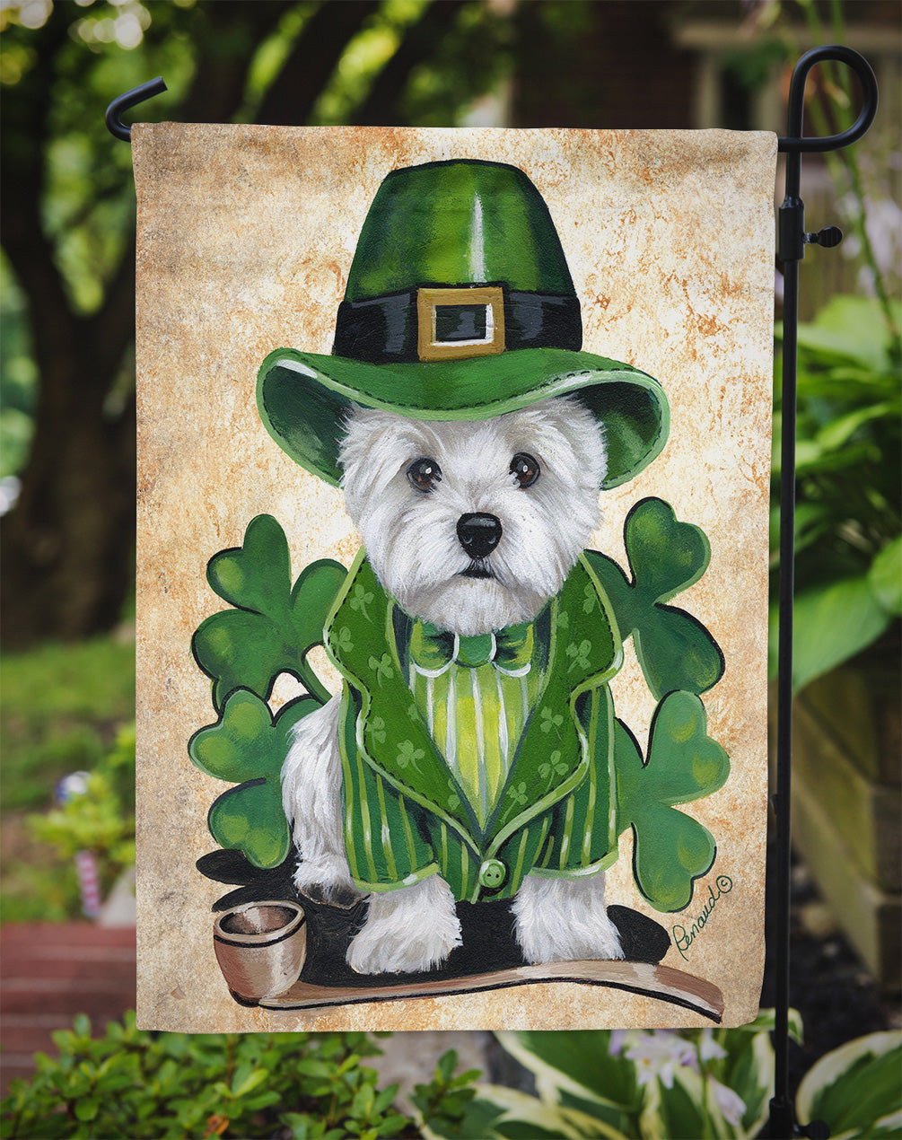 Westie St Patrick's Day Leprechaun Flag Garden Size PPP3214GF