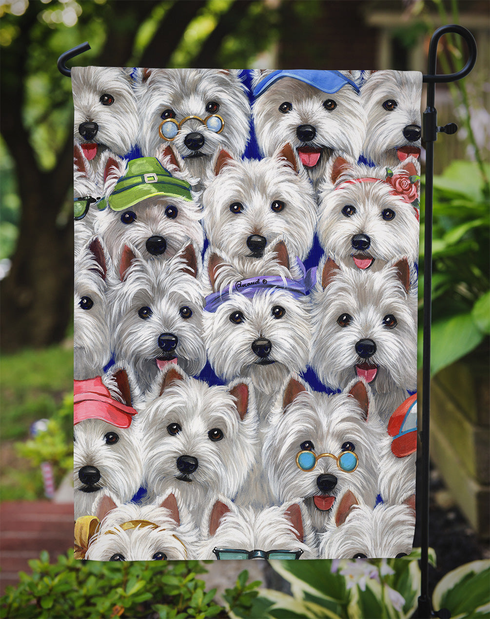 Westie Many Faces Flag Garden Size PPP3217GF