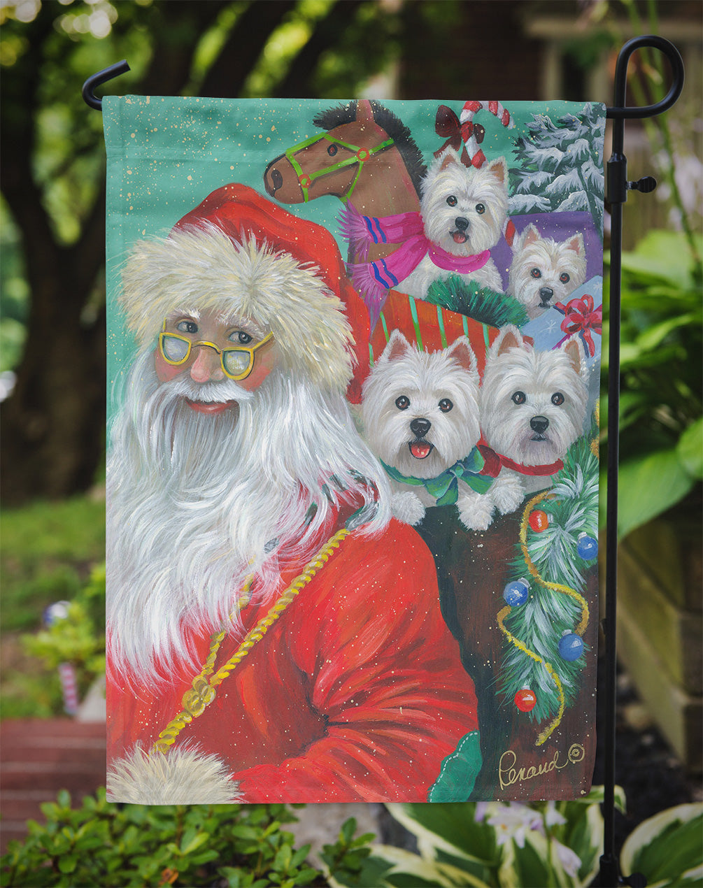 Westie Christmas Santa's Westies Flag Garden Size PPP3229GF