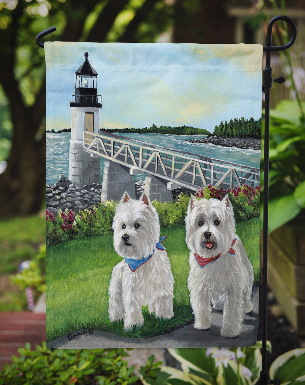 Westie Schooner & Annie Flag Garden Size PPP3230GF