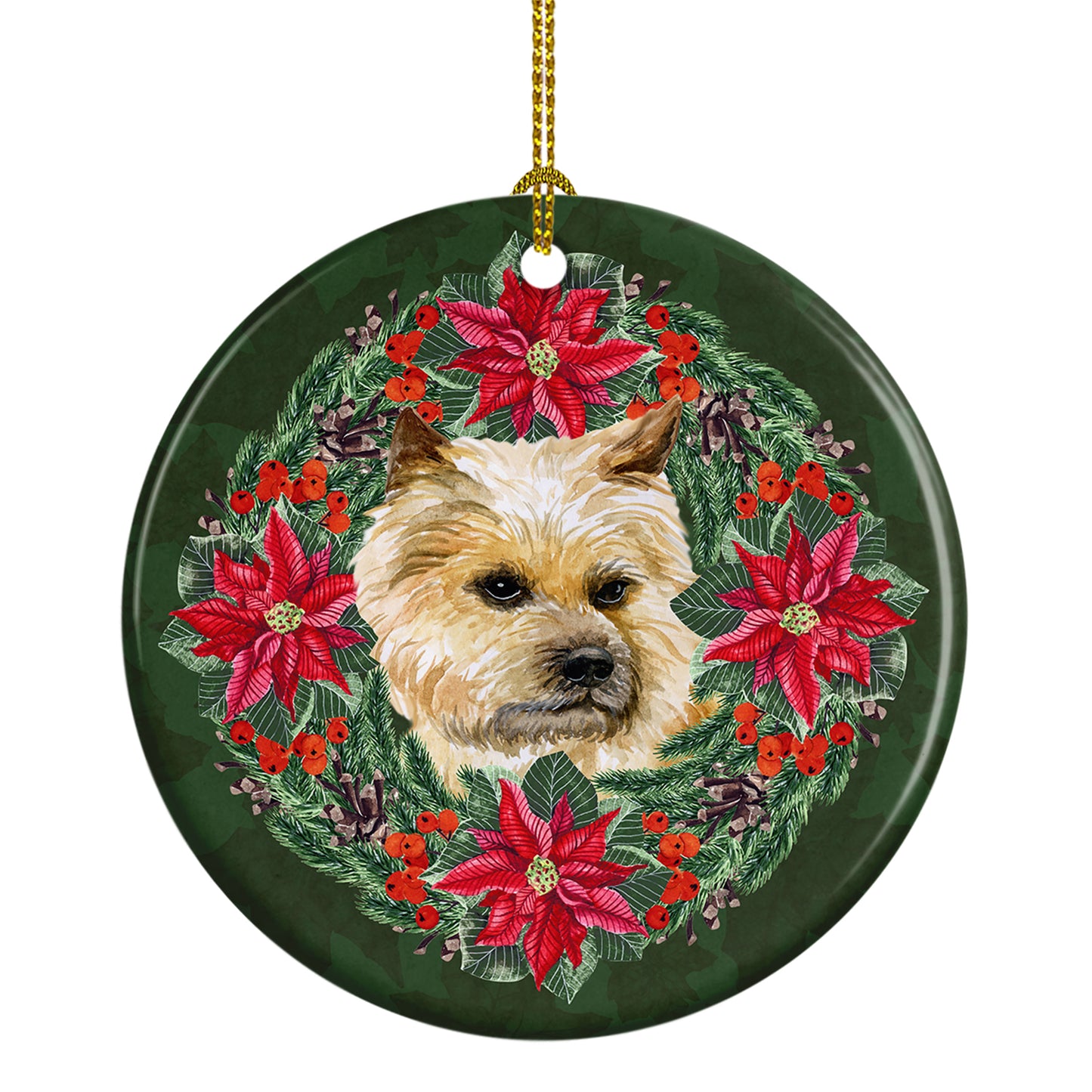 Buy this Cairn Terrier Poinsetta Wreath Ceramic Ornament