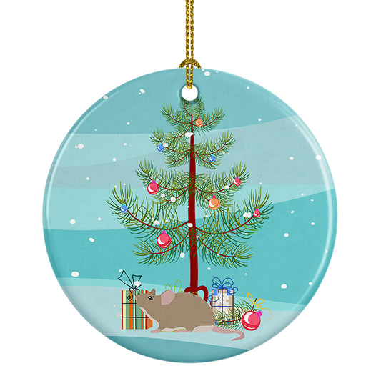 Buy this Grey Domestic Mouse Merry Christmas Ceramic Ornament