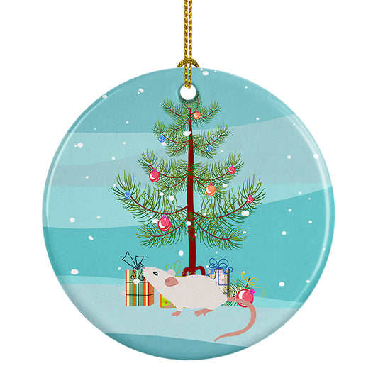 Buy this White Domestic Mouse Merry Christmas Ceramic Ornament
