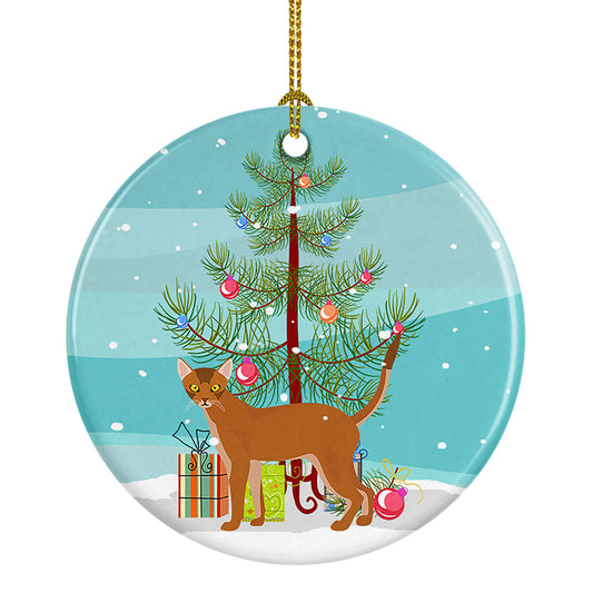 Buy this Red Abyssinian Cat Christmas Ceramic Ornament