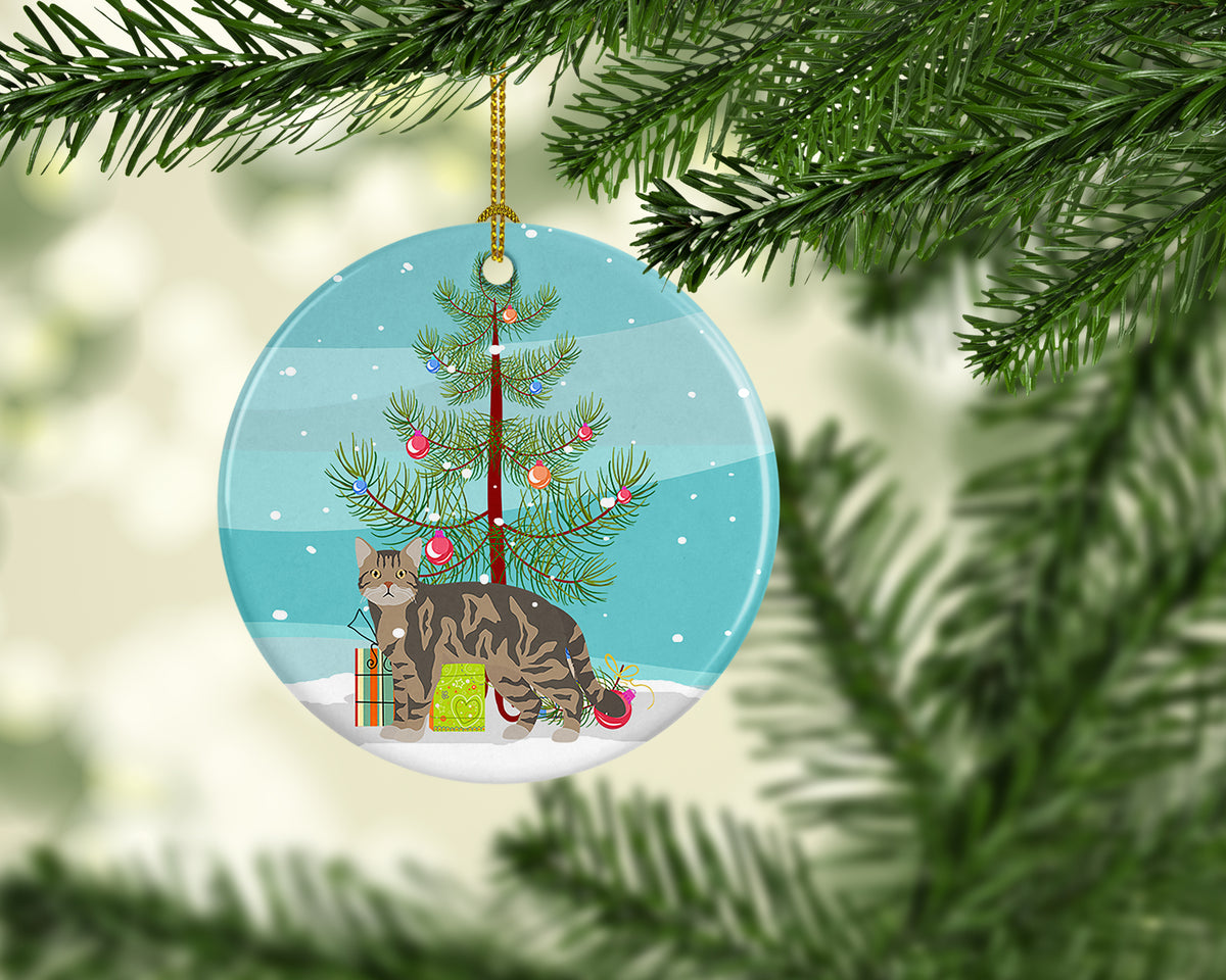 American Wirehair Cat Christmas Ceramic Ornament