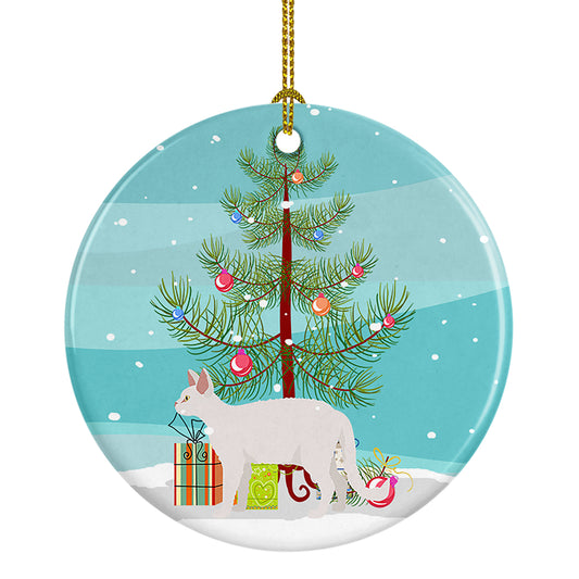 Buy this White Devon Rex Cat Christmas Ceramic Ornament