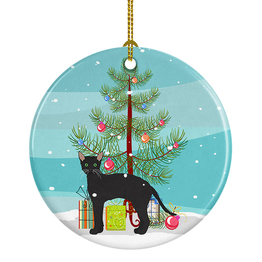 Buy this Black German Rex Cat Christmas Ceramic Ornament