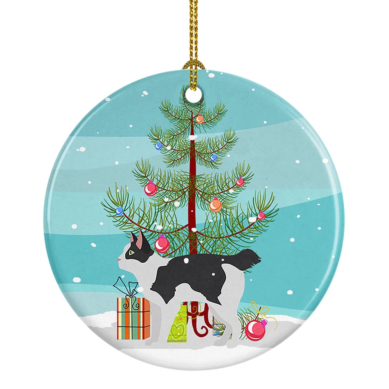 Buy this Japanese Bobtail Cat Christmas Ceramic Ornament