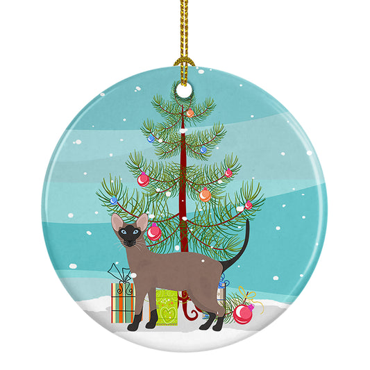 Buy this Oriental Bicolor Cat Christmas Ceramic Ornament