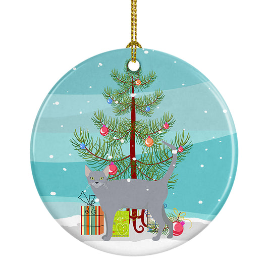 Buy this Russian Blue Cat Christmas Ceramic Ornament