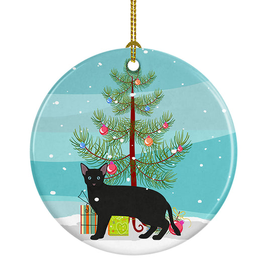 Buy this Russian White Black Cat Christmas Ceramic Ornament