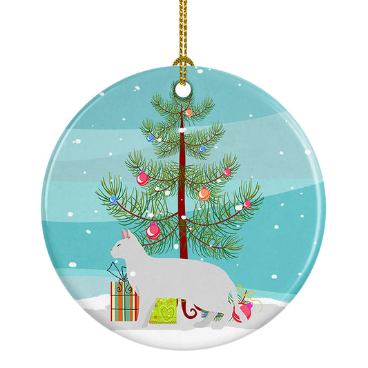 Buy this Russian White Black Cat Christmas Ceramic Ornament