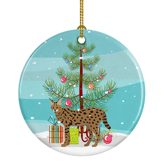 Buy this Savannah Cat Christmas Ceramic Ornament