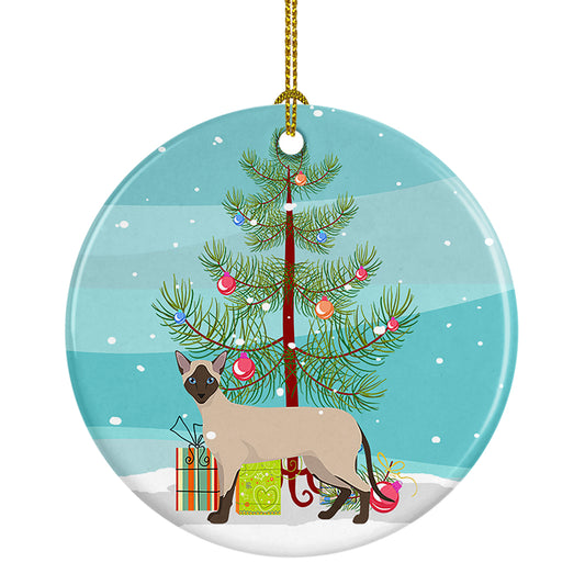 Buy this Siamese Modern Cat Christmas Ceramic Ornament