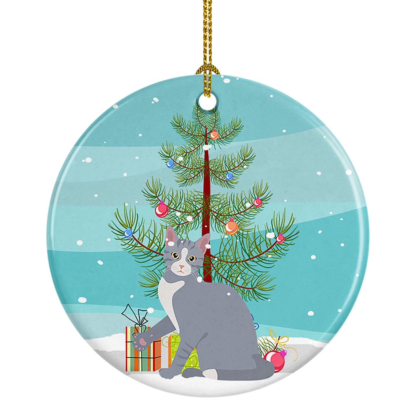 Buy this American Polydactyl Cat Christmas Ceramic Ornament