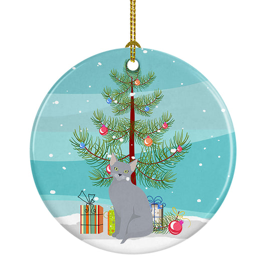 Buy this Russian Blue Cat Christmas Ceramic Ornament