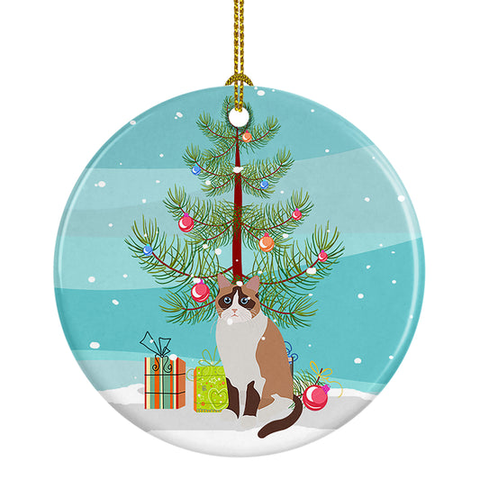 Buy this Snowshoe Cat Christmas Ceramic Ornament