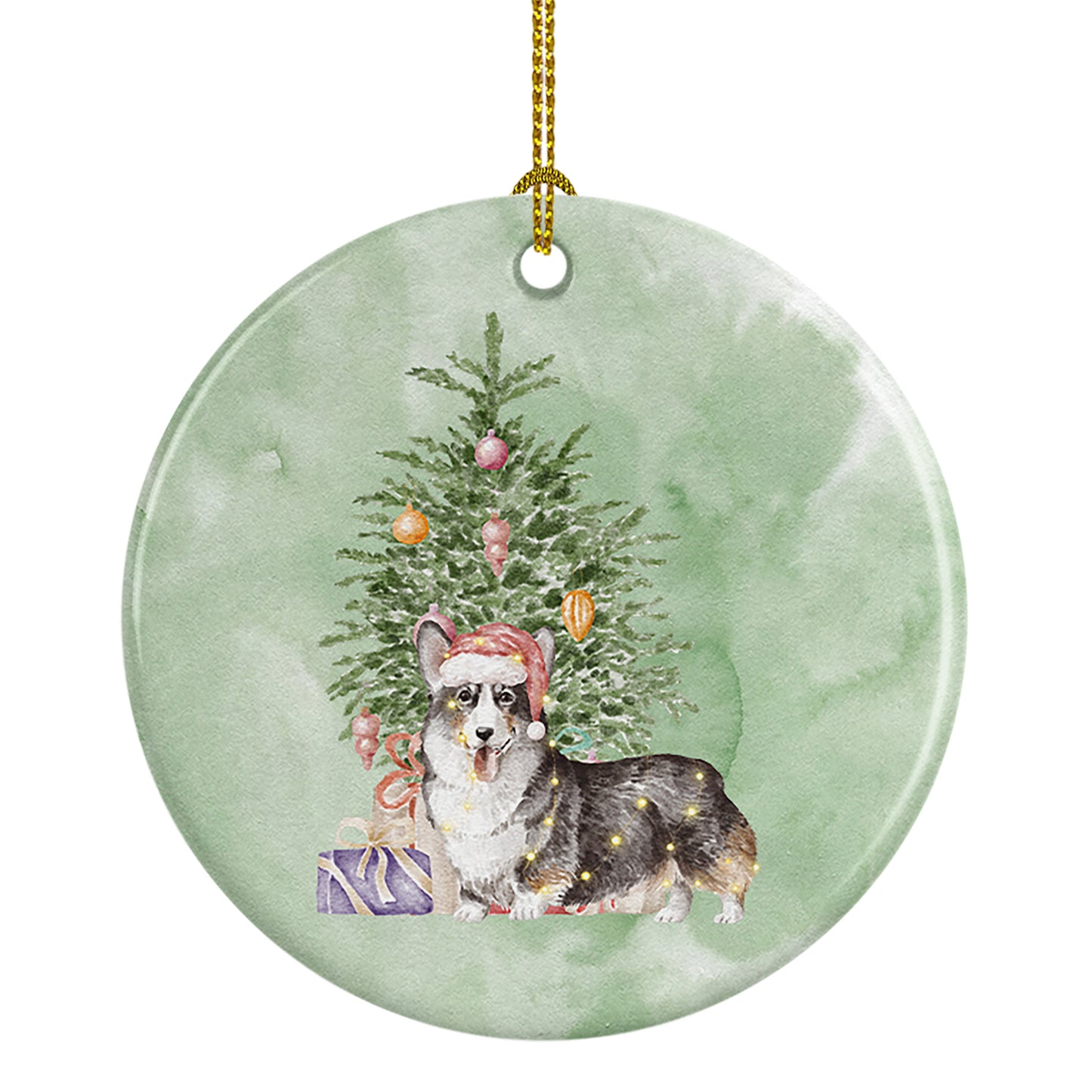 Buy this Corgi Pembroke Tricolor Christmas Presents and Tree Ceramic Ornament