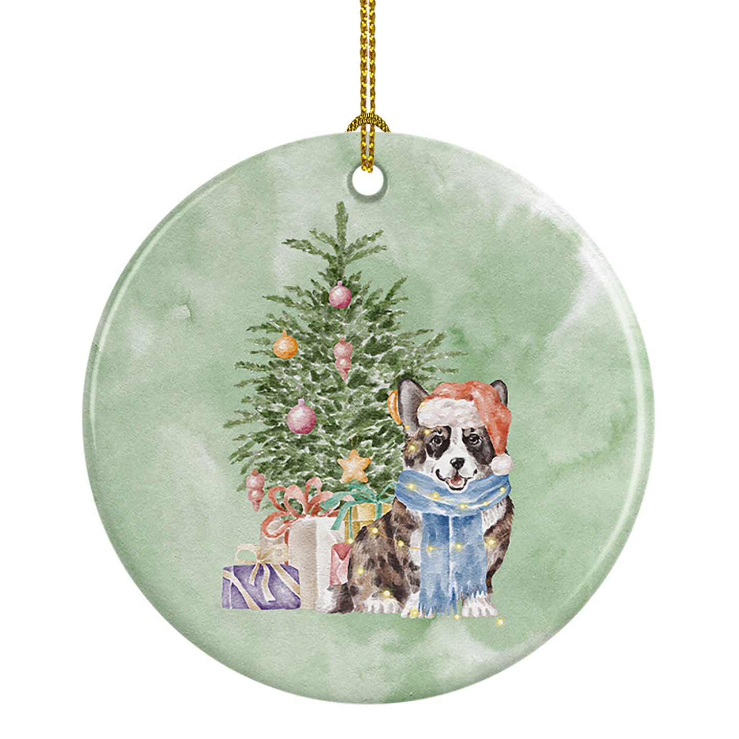 Buy this Corgi Cardigan Christmas Presents and Tree Ceramic Ornament