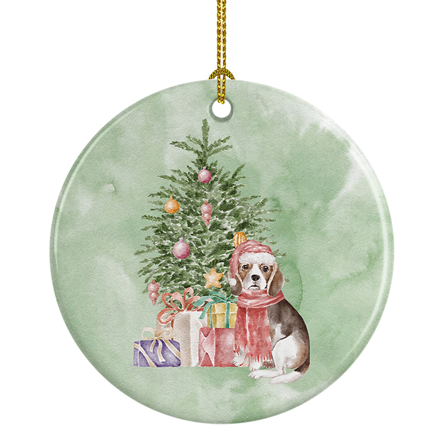 Buy this Beagle Puppy Christmas Presents and Tree Ceramic Ornament