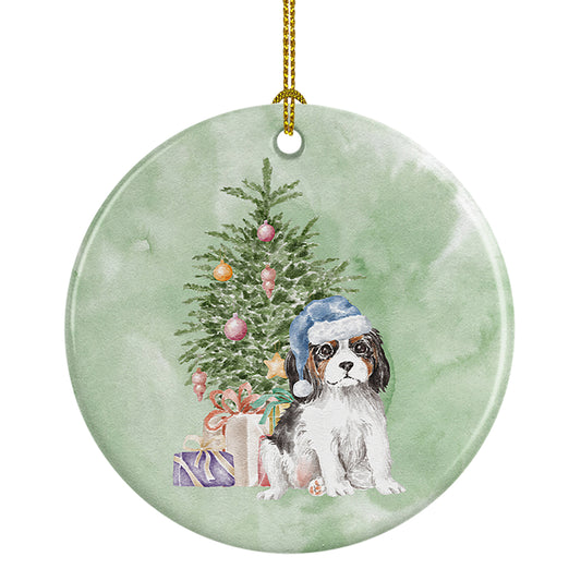 Buy this Cavalier Spaniel Tricolor Puppy Christmas Presents and Tree Ceramic Ornament