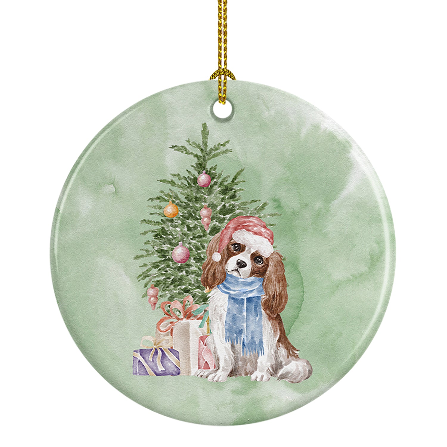 Buy this Cavalier Spaniel Tricolor Blenheim Christmas Presents and Tree Ceramic Ornament