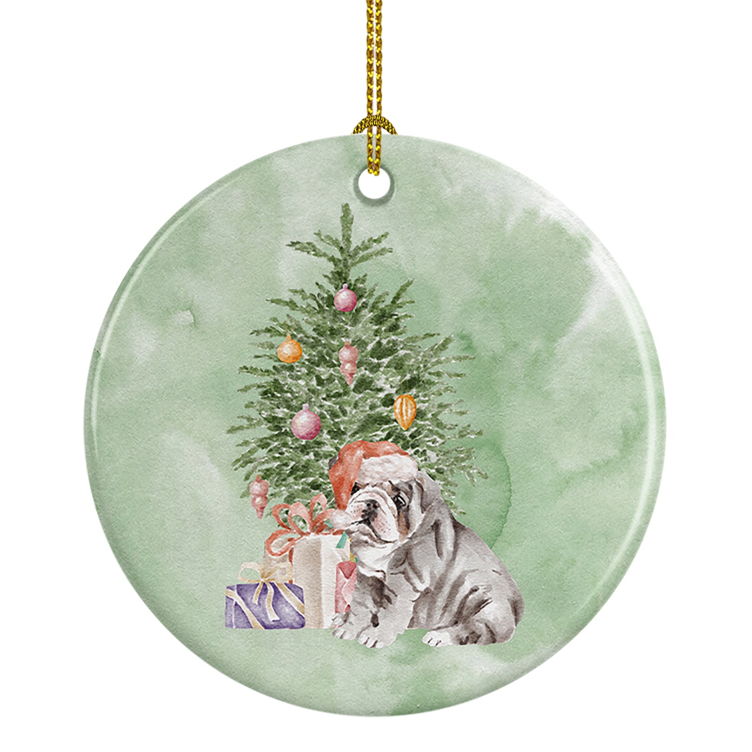 Buy this Bulldog, English Bulldog Puppy #2 Christmas Presents and Tree Ceramic Ornament