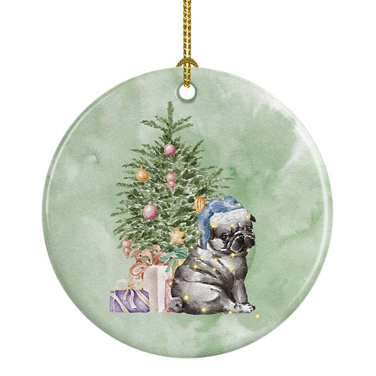 Buy this Pug Black Puppy Christmas Presents and Tree Ceramic Ornament