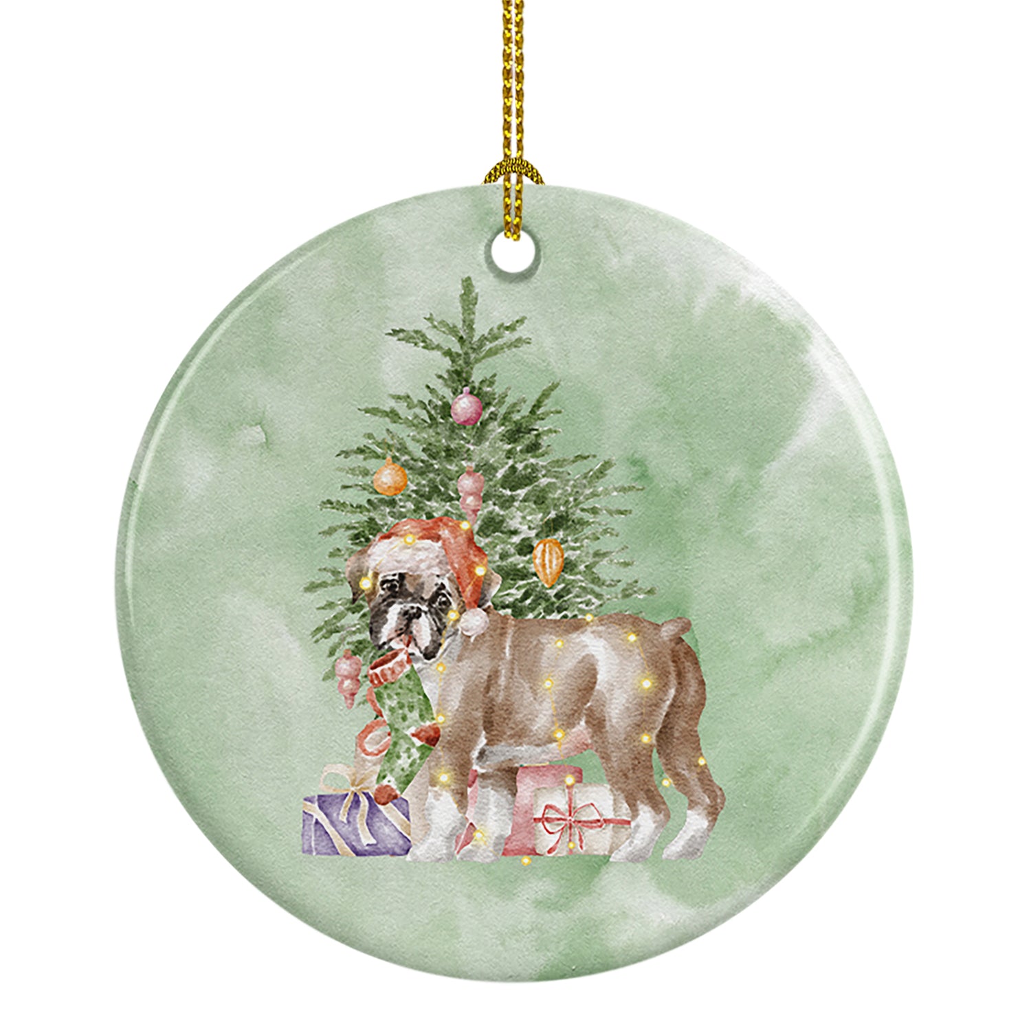 Buy this Boxer Puppy #2 Christmas Presents and Tree Ceramic Ornament