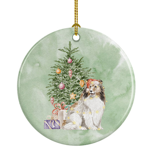 Buy this Sheltie Christmas Presents and Tree Ceramic Ornament