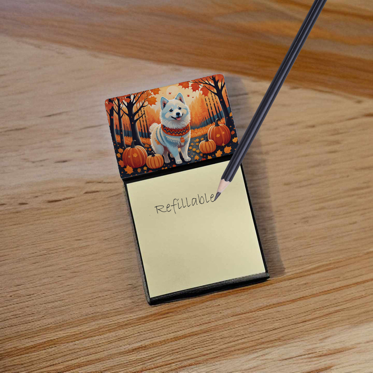 American Eskimo Fall Sticky Note Holder