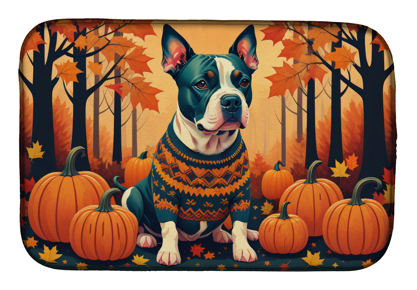 Buy this Pit Bull Terrier Fall Dish Drying Mat