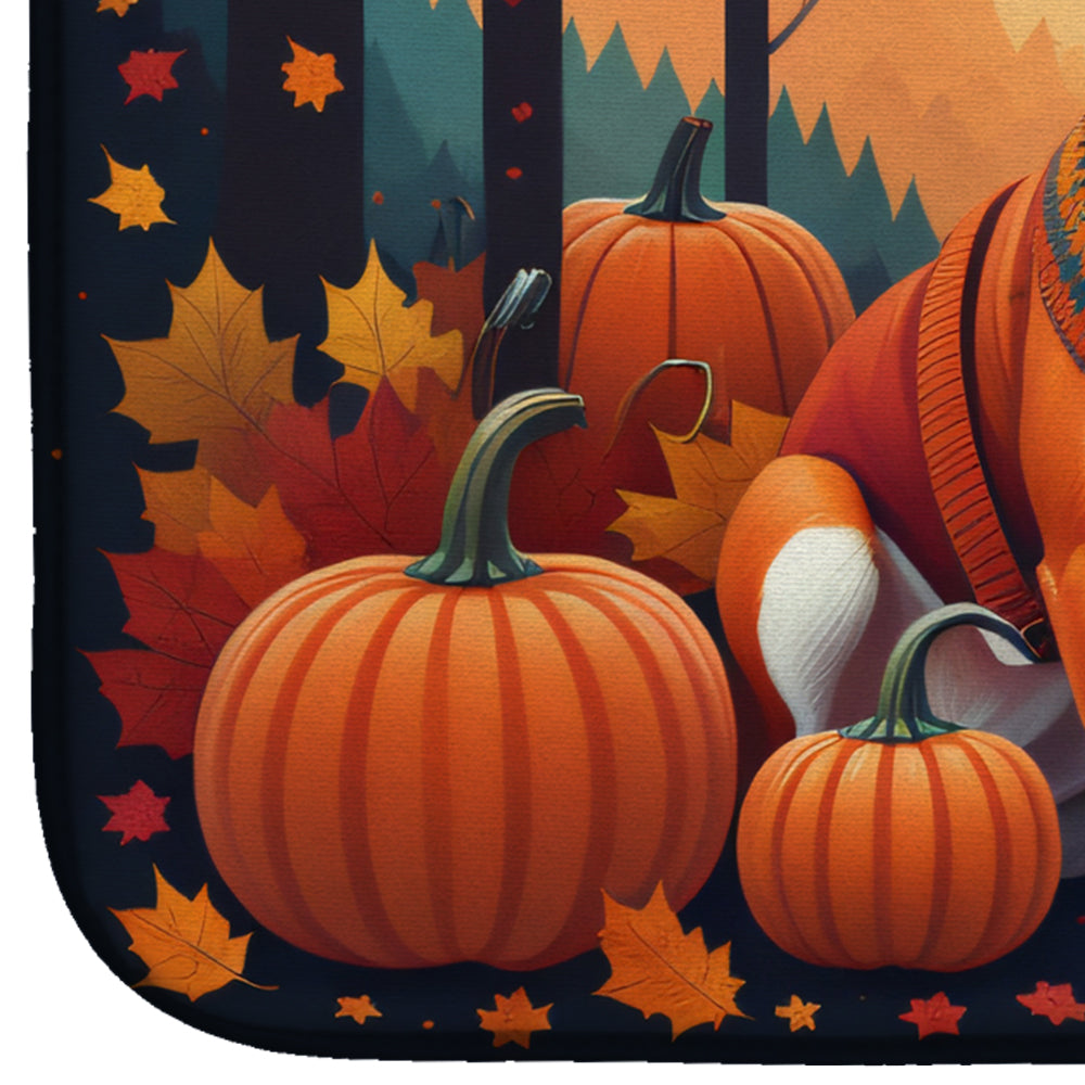 Red Basenji Fall Dish Drying Mat