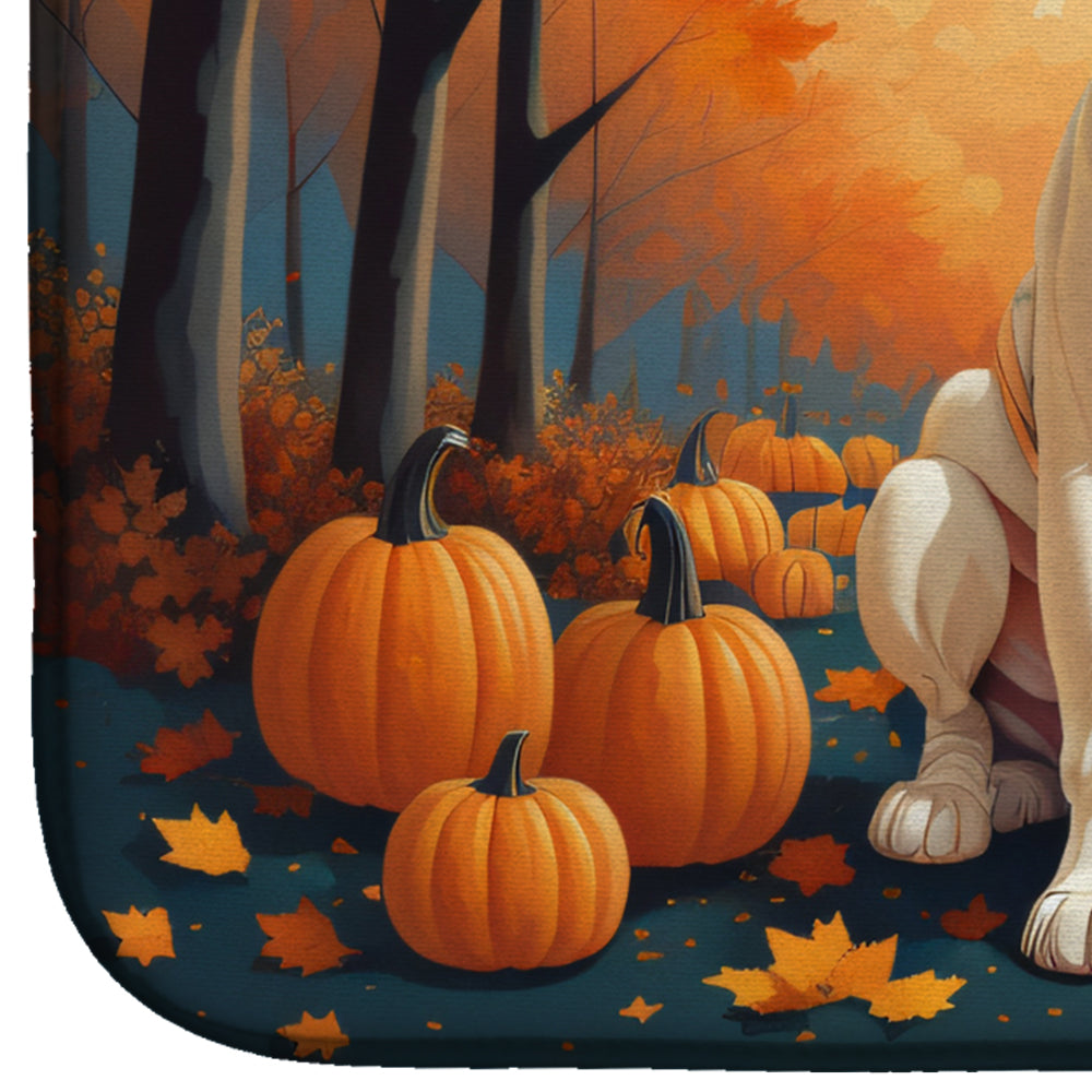 White Boxer Fall Dish Drying Mat