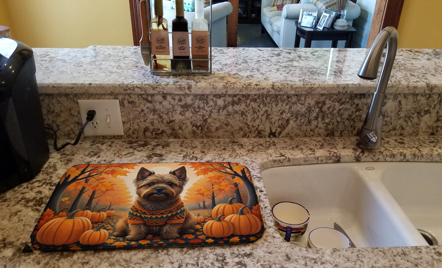 Cairn Terrier Fall Dish Drying Mat