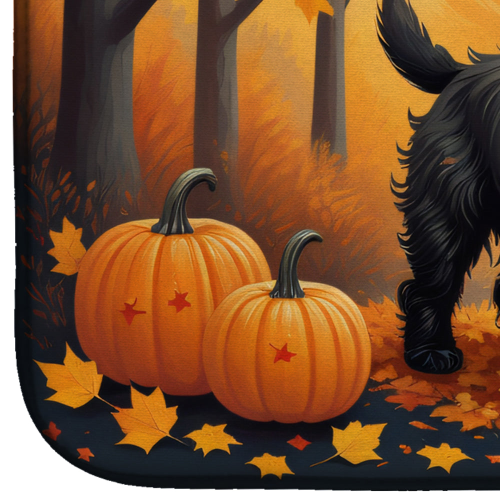 Black Cairn Terrier Fall Dish Drying Mat