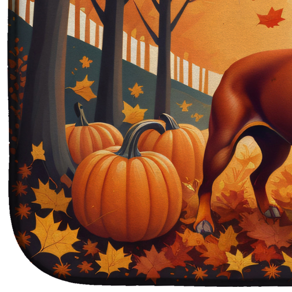Red Miniature Pinscher Fall Dish Drying Mat
